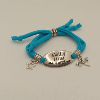 Pulsera lycra  "A tu lado la vida es mejor"